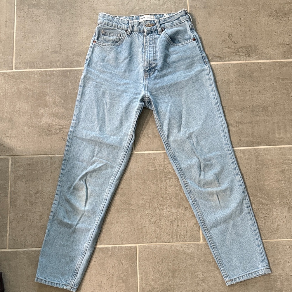 ZARA light blue high waisted jeans